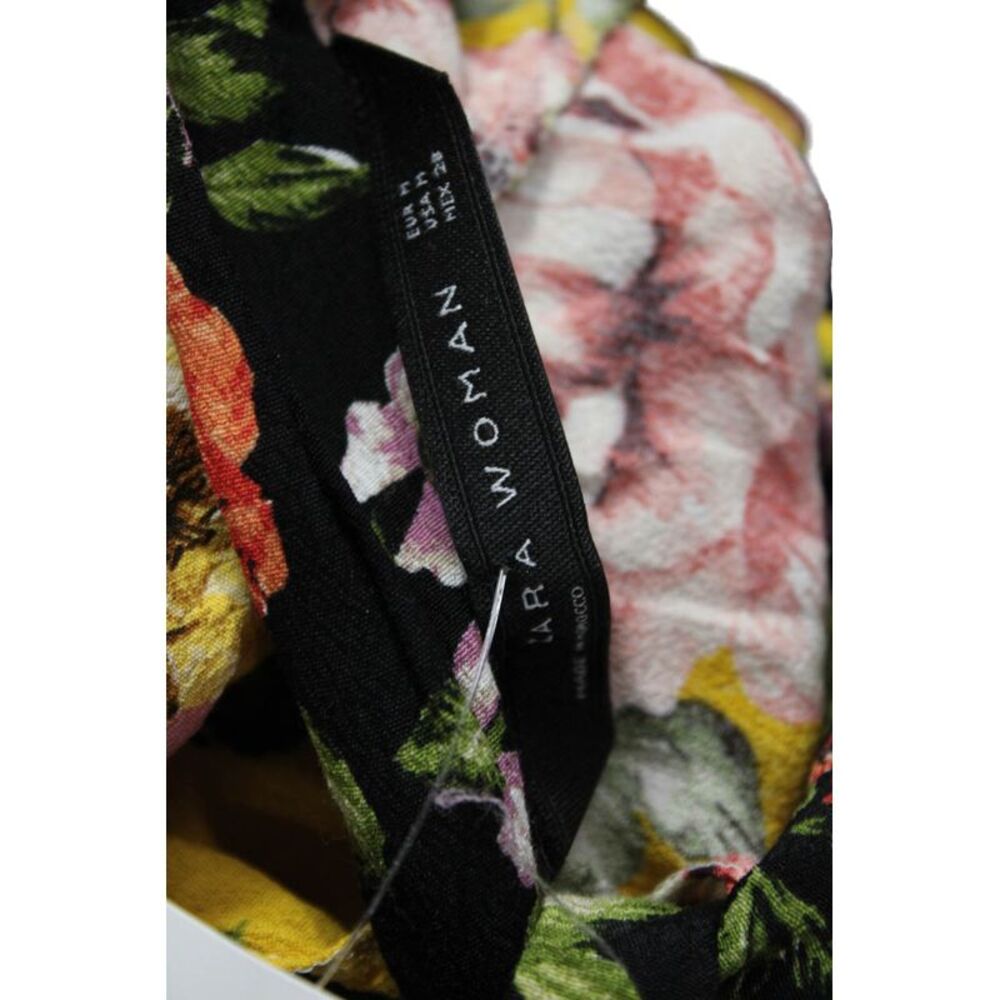 Zara Woman Womens Mini Floral Dress Multicolor High Neck Viscose 3/4 Zip Size M - Picture 5 of 5